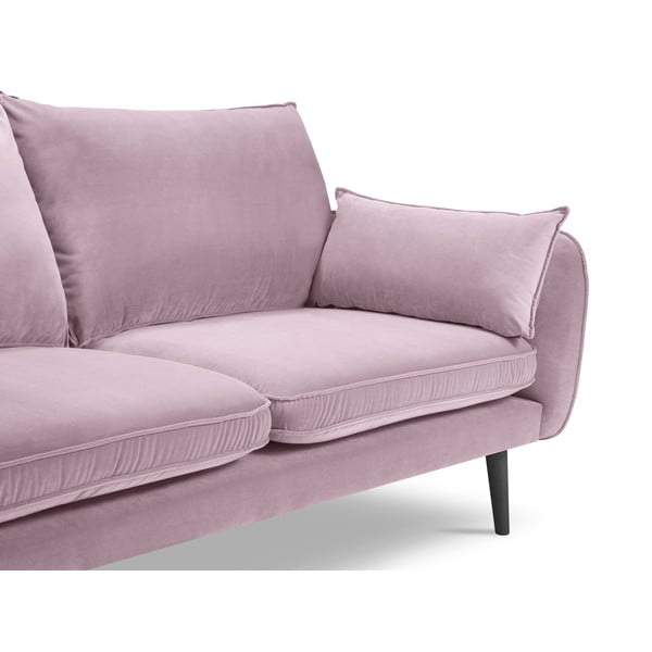 Jasnoróżowa aksamitna z czarnymi nogami sofa Kooko Home Lento, 198 cm-image-4