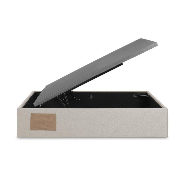 Beżowe tapicerowane łóżko jednoosobowe ze schowkiem 90x190 cm Matters – Kave Home-image-2