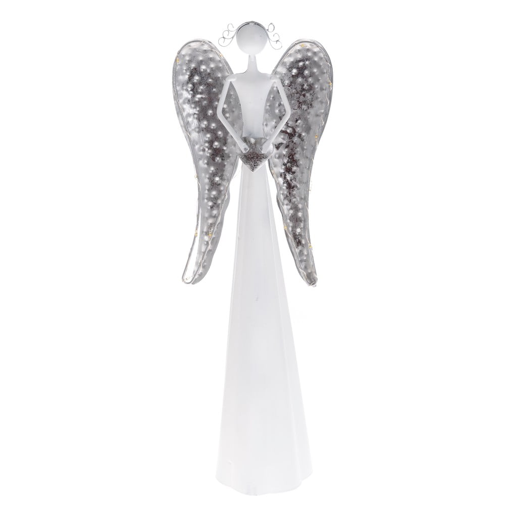 Metalowa figurka anioła z oświetleniem LED Dakls, wys. 40 cm