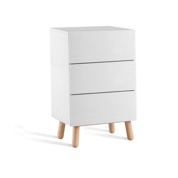 Biała komoda z 3 szufladami Jitona Mamma, długość 60 cm