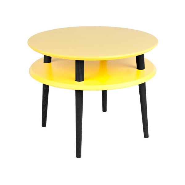 Żółty stolik z czarnymi nogami Ragaba UFO, Ø 57 cm