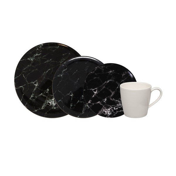 8-częściowy zestaw czarno-białych porcelanowych naczyń Villeroy & Boch Marmory
