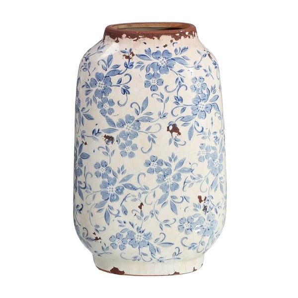 Niebiesko-biały wazon ceramiczny Flowers