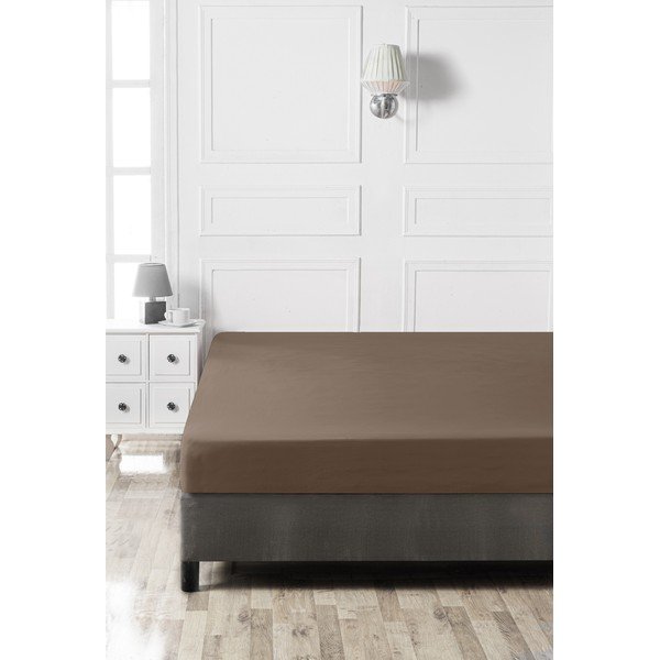 Brązowe bawełniane prześcieradło z gumką 140x200 cm – Mijolnir-image-2
