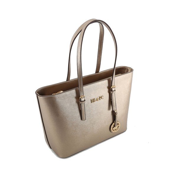 Kremowa torebka ze skóry ekologicznej ze złotymi elementami Beverly Hills Polo Club Anne-image-3