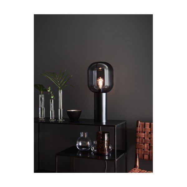 Szara lampa stołowa Markslöjd Brooklyn Smoke, ø 24 cm-image-1