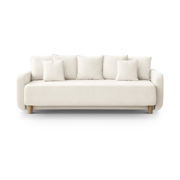 Kremowa rozkładana sofa ze schowkiem 231 cm Elen – Micadoni 