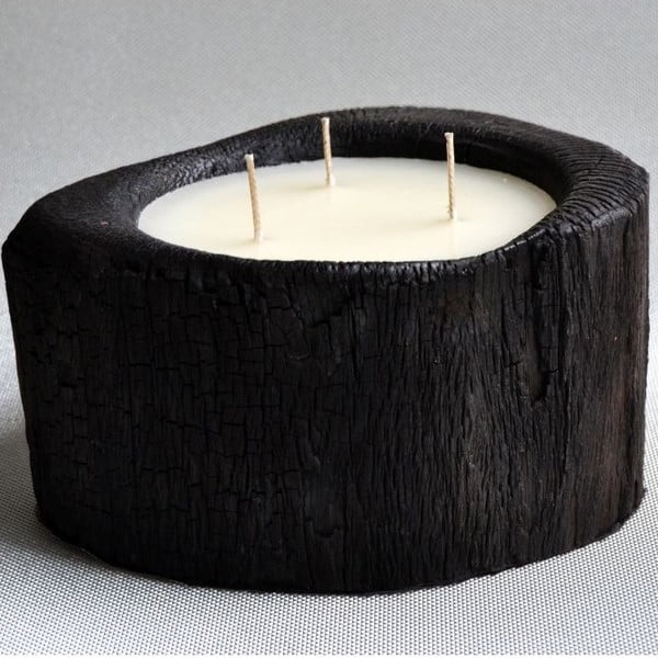 Palmowa świeczka Legno Black Wood o zapachu wanilii i paczuli, 100 godz.