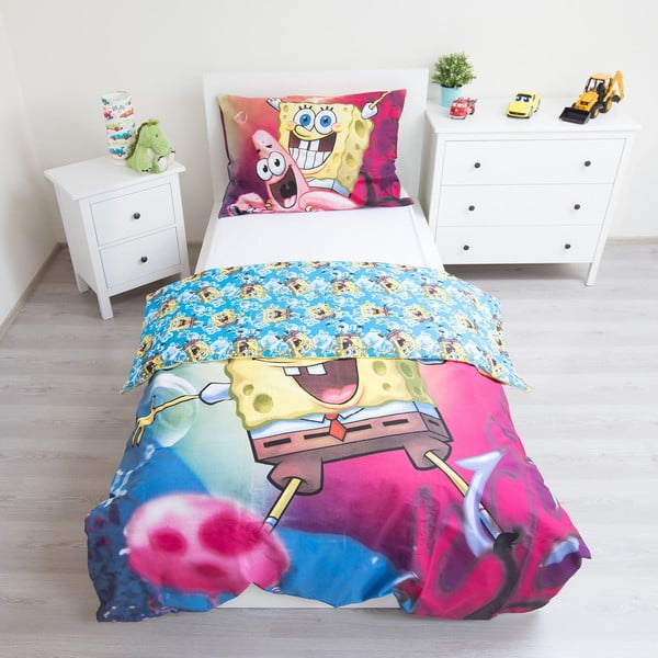 Bawełniana dziecięca pościel jednoosobowa 140x200 cm Sponge Bob – Jerry Fabrics-image-2