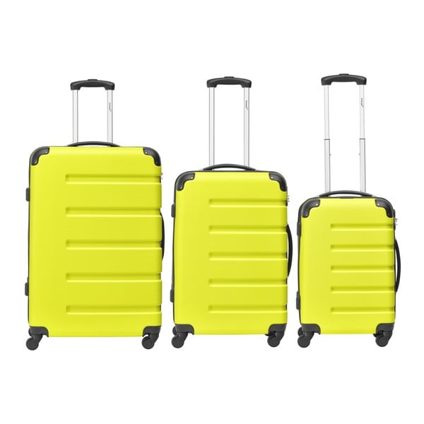 Zestaw 3 limonkowych walizek podróżnych Packenger