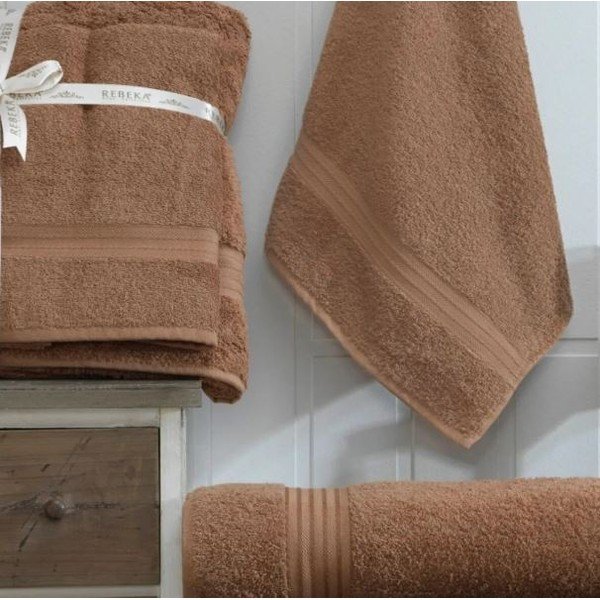Brązowe bawełniane ręczniki zestaw 2 szt. – Mila Home-image-1