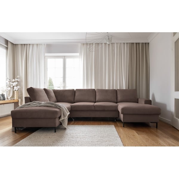 Brązowy sztruksowy rozkładany narożnik (lewostronny) Lofty Lilly – Miuform-image-1