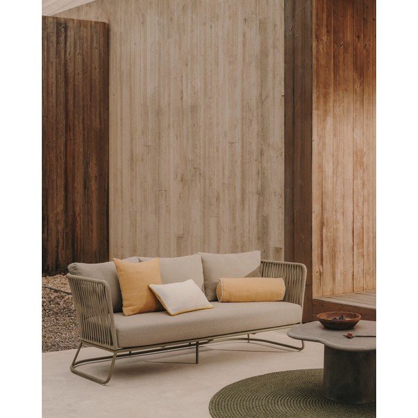 Stalowa sofa ogrodowa w kolorze khaki Saconca – Kave Home-image-1