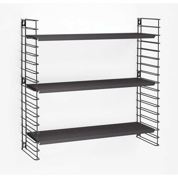 3-poziomowy regał z czarnymi półkami Metaltex Libro, szer. 70 cm