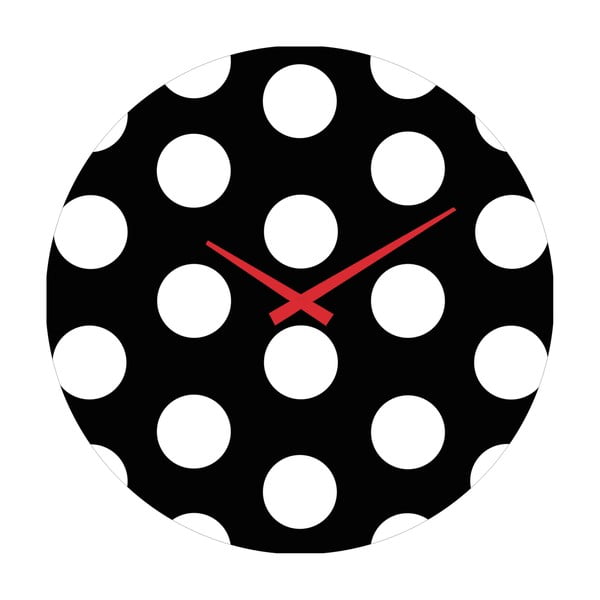 Szklany zegar Kropki, 30 cm