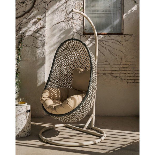 Wiszący fotel ogrodowy ze stojakiem Kave Home Damila-image-1