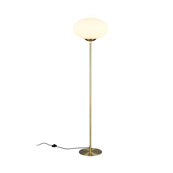 Lampa stojąca w kolorze mosiądzu ze szklanym kloszem (wysokość 150 cm) Fomento – Trio-image-4