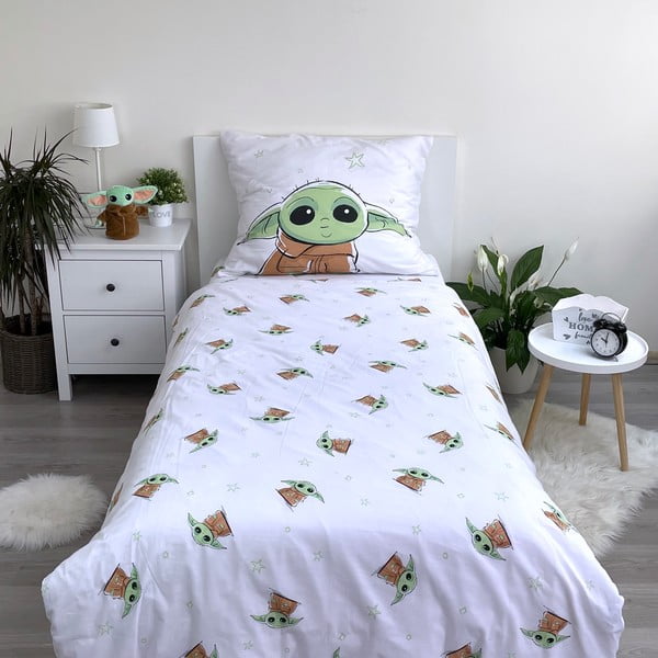 Bawełniana dziecięca pościel jednoosobowa 140x200 cm Star Wars Baby Yoda – Jerry Fabrics-image-2