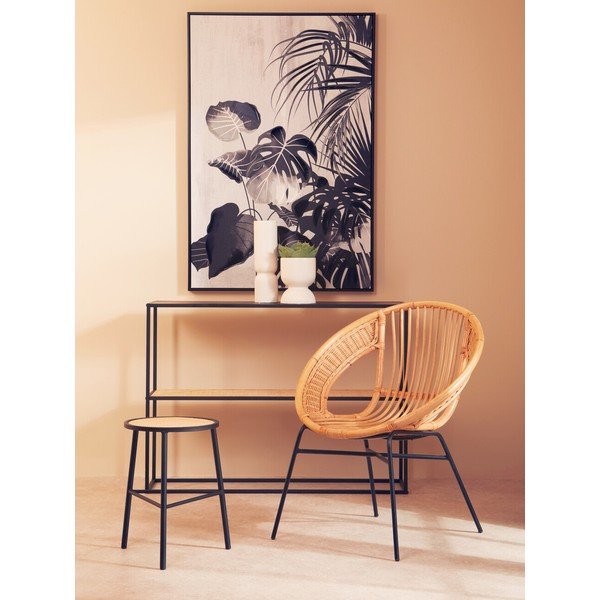 Czarny/w naturalnym kolorze rattanowy stołek Depok – Premier Housewares-image-3