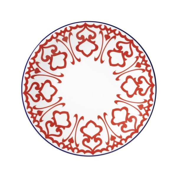 24-częściowy biały komplet naczyń porcelanowych z czerwonym detalem Kütahya Porselen Desen-image-4