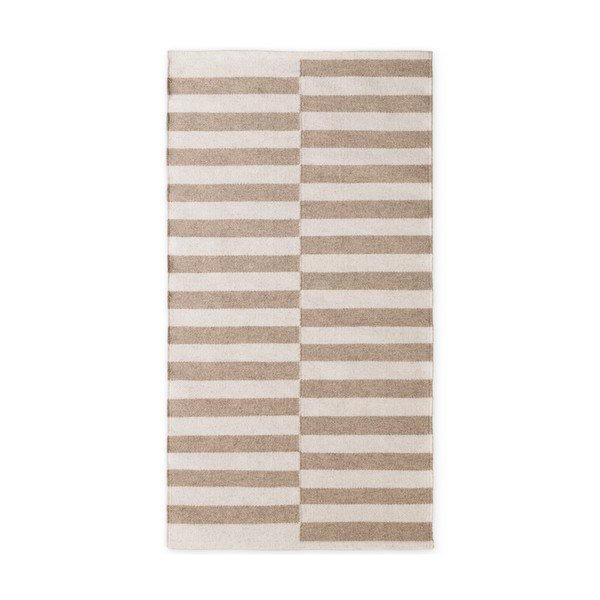 Biały/jasnobrązowy wełniany dywan dwustronny/tkany ręcznie 80x150 cm Vika – Hanse Home