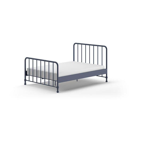 Niebieskie metalowe łóżko ze stelażem 140x200 cm BRONXX – Vipack