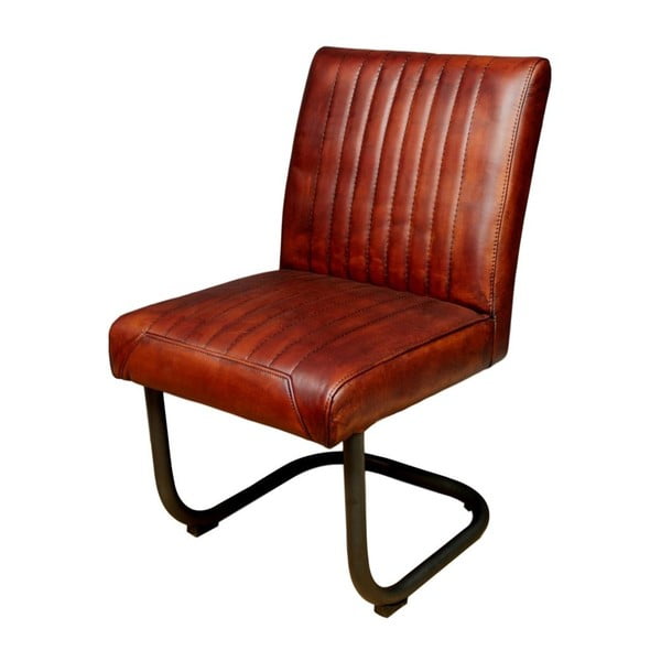 Jasnobrązowe krzesło ze skórzanym obiciem i podłokietnikami HSM Collection Nevada