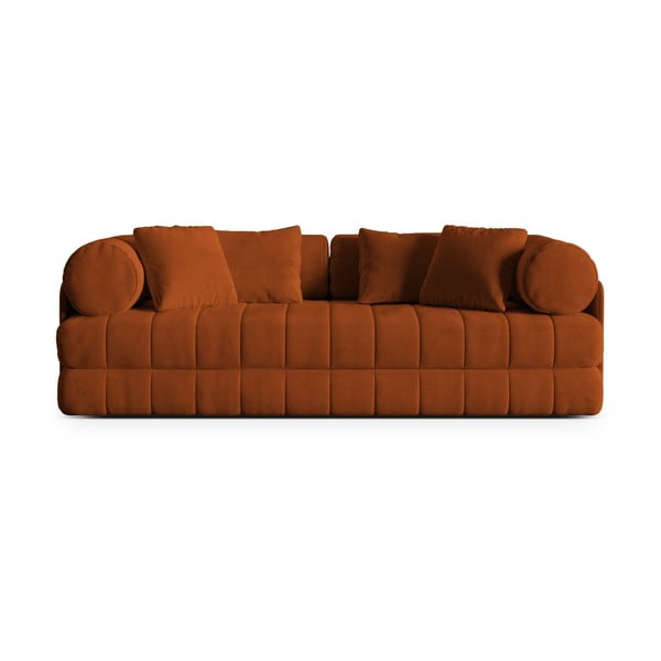 Aksamitna rozkładana sofa w kolorze terakoty 206 cm Kemi – Cosmopolitan Design