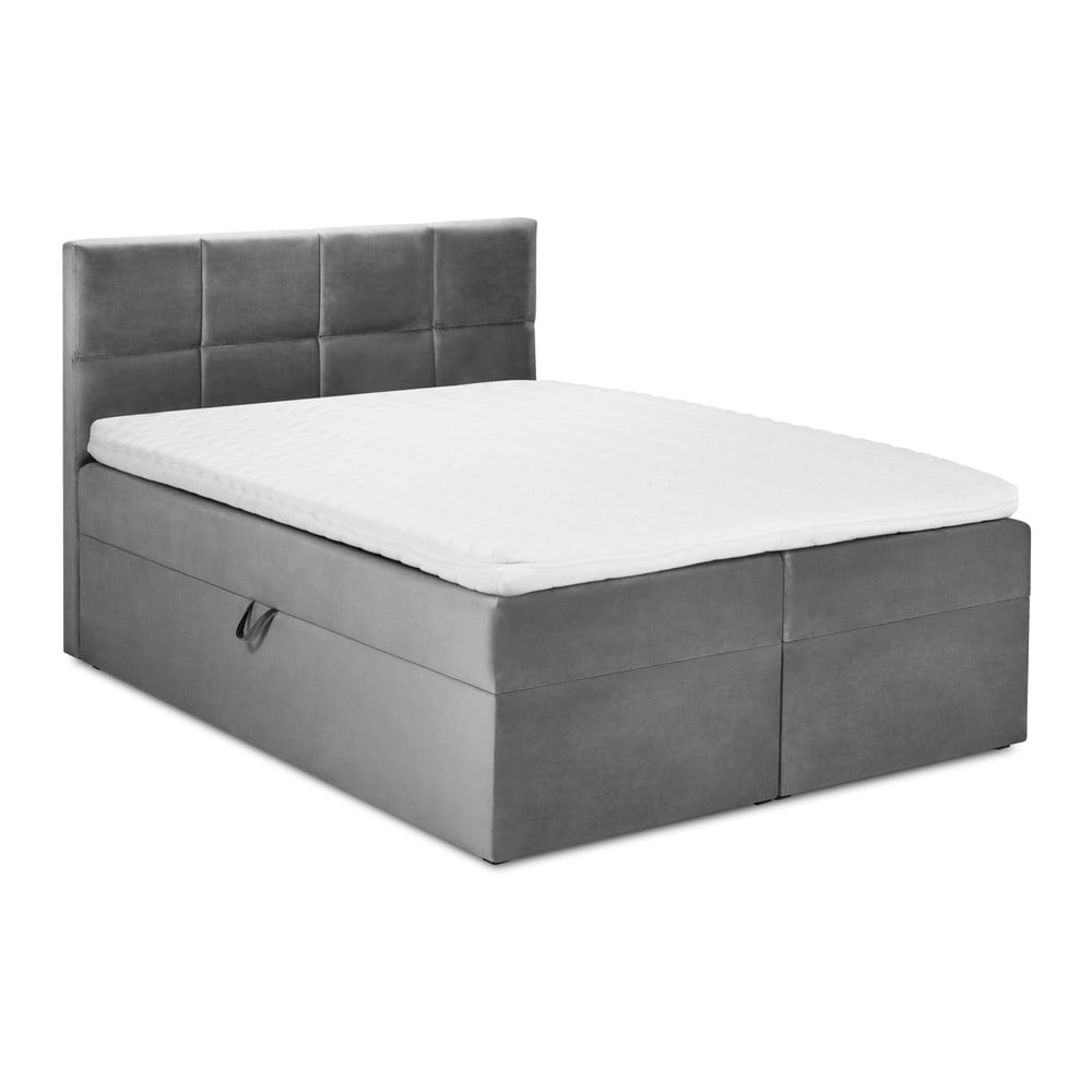 Szare aksamitne łóżko 2-osobowe Mazzini Beds Mimicry, 160x200 cm