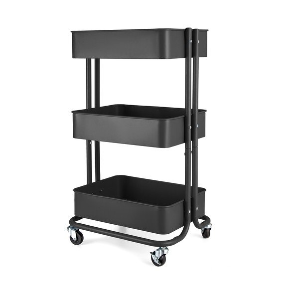 Czarny metalowy regał na kółkach 43x35 cm Grena – Compactor-image-1