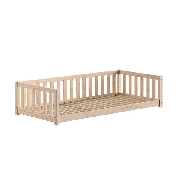 Łóżko dziecięce z litego drewna sosnowego ze stelażem 90x200 cm w naturalnym kolorze Dallas – Vipack-image-2