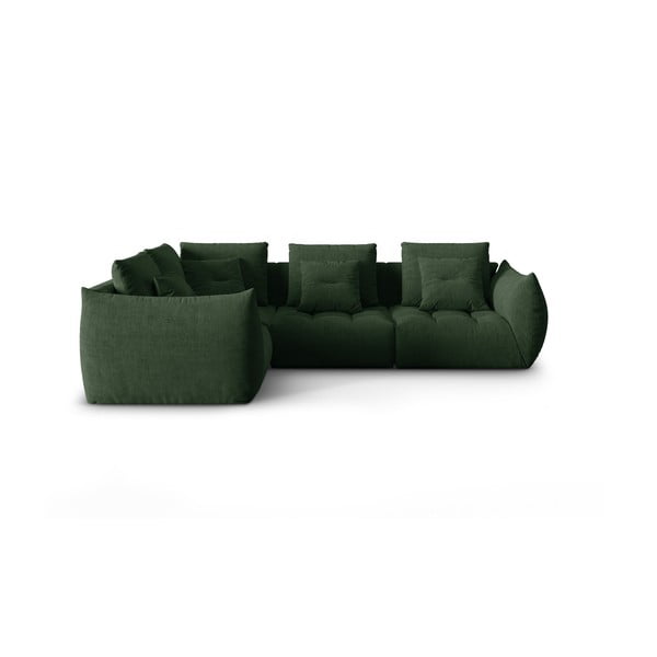Ciemnozielony narożnik (lewostronny/w kształcie litery L) Bloom – Micadoni Home