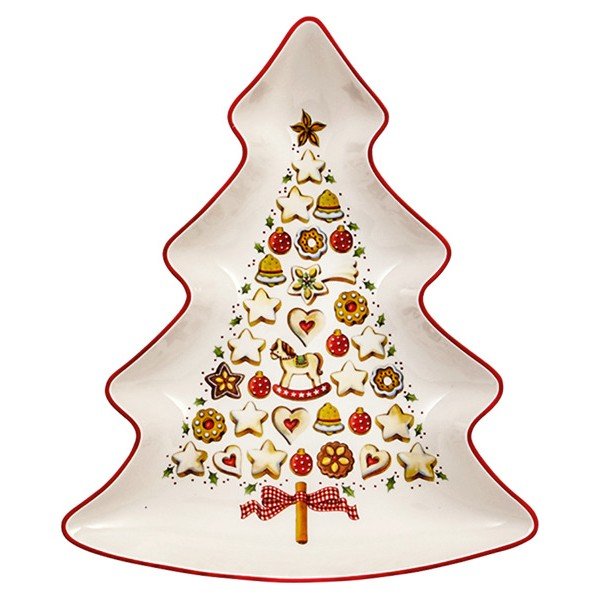 Czerwono-biała porcelanowa miska do serwowania w kształcie choinki Villeroy & Boch Tree-image-2