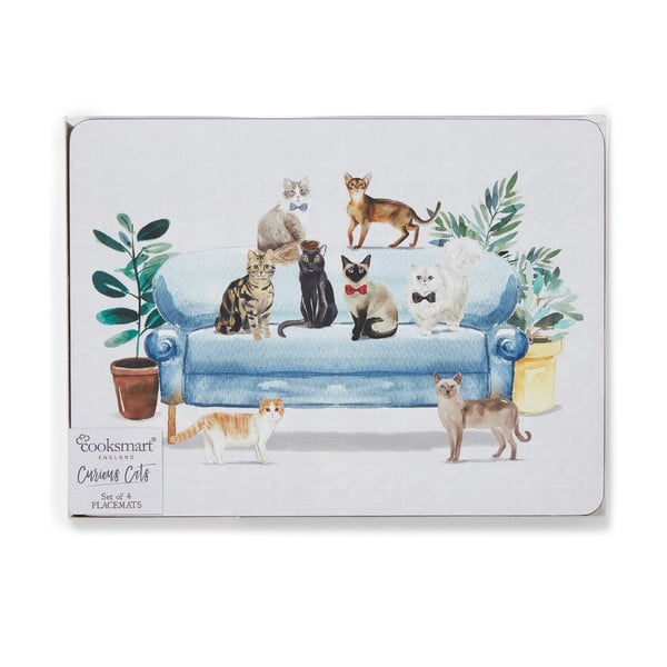 Zestaw 4 korkowych mat stołowych 21.5x29 cm Cooksmart ® Curious Cats-image-3