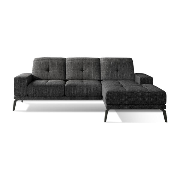 Czarny narożnik (prawostronny/z szezlongiem) Torrense – ELTAP