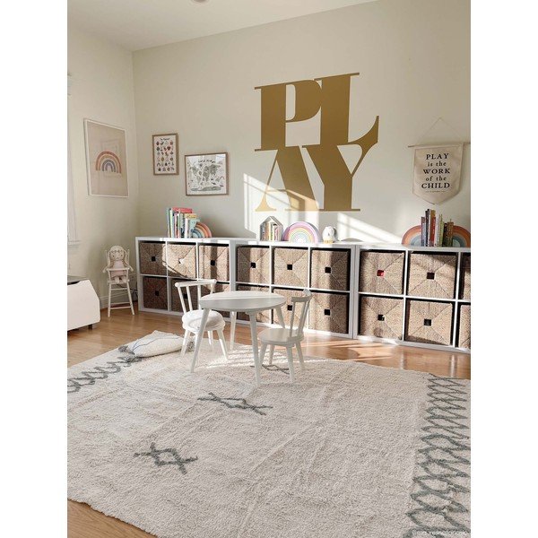 Niebiesko-kremowy bawełniany dywan tkany ręcznie odpowiedni do prania 170x240 cm Atlas Natural – Lorena Canals-image-1