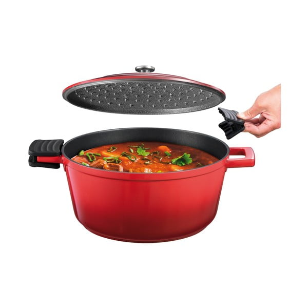 Garnek z nieprzywierającą powłoką i pokrywką odpowiedni na indukcję 6.8 l Bordeaux – Tescoma-image-3