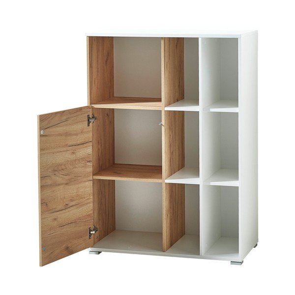 Biały regał w dekorze dębu 85x120 cm Lioni – Germania-image-3