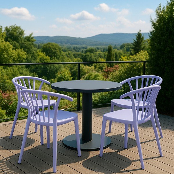 Lawendowe plastikowe krzesło ogrodowe Capri – Bonami Essentials-image-1