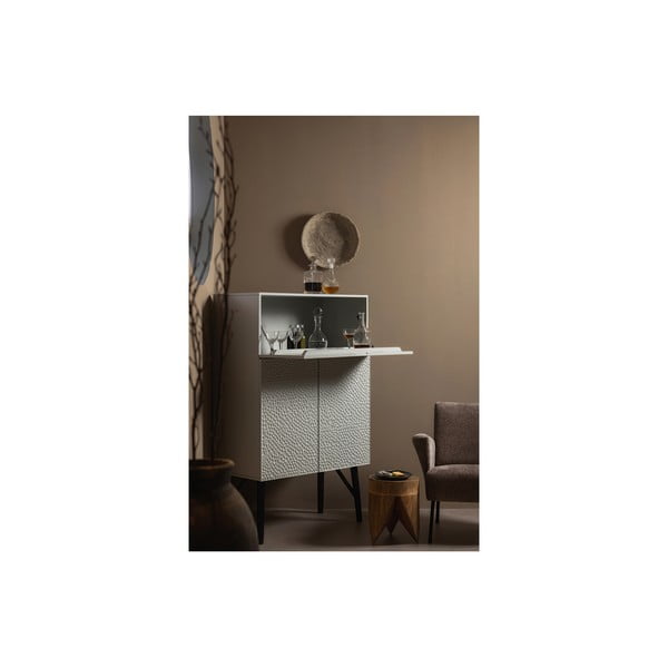 Jasnoszara szafka na wino z litego drewna mango 90x146x46 cm Carved – WOOOD-image-3