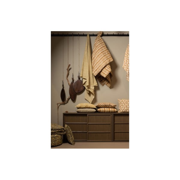 Brązowa/beżowa bawełniana narzuta na łóżko dwuosobowe 220x265 cm Banding – BePureHome-image-1