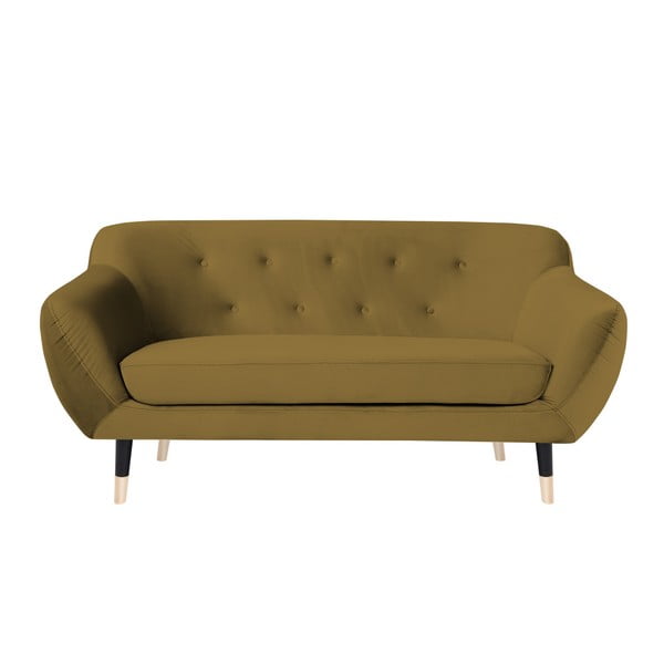 Musztardowa sofa z czarnymi nogami Mazzini Sofas Amelie, 158 cm