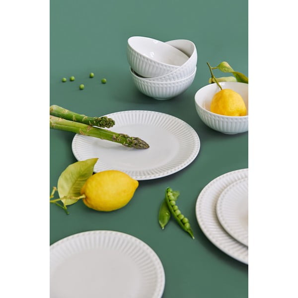 12-częściowy zestaw białych talerzy z porcelany Bonami Essentials Purita