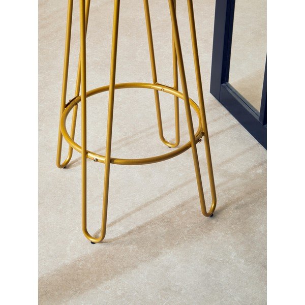 Hoker z litego drewna wiązu w kolorze złota/w naturalnym kolorze (wysokość siedziska 75 cm) District – Premier Housewares-image-3