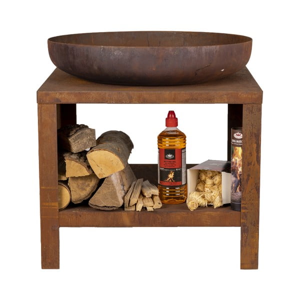 Palenisko z miejscem na drewno w dekorze rdzawej płyty – Esschert Design-image-2