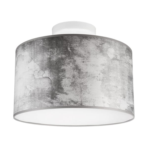 Szara lampa sufitowa z tekstylnym kloszem ø 35 cm Print – LAMKUR