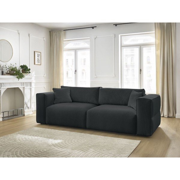 Czarna rozkładana/ze schowkiem sofa 265 cm Ezechiel – Bobochic Paris-image-1