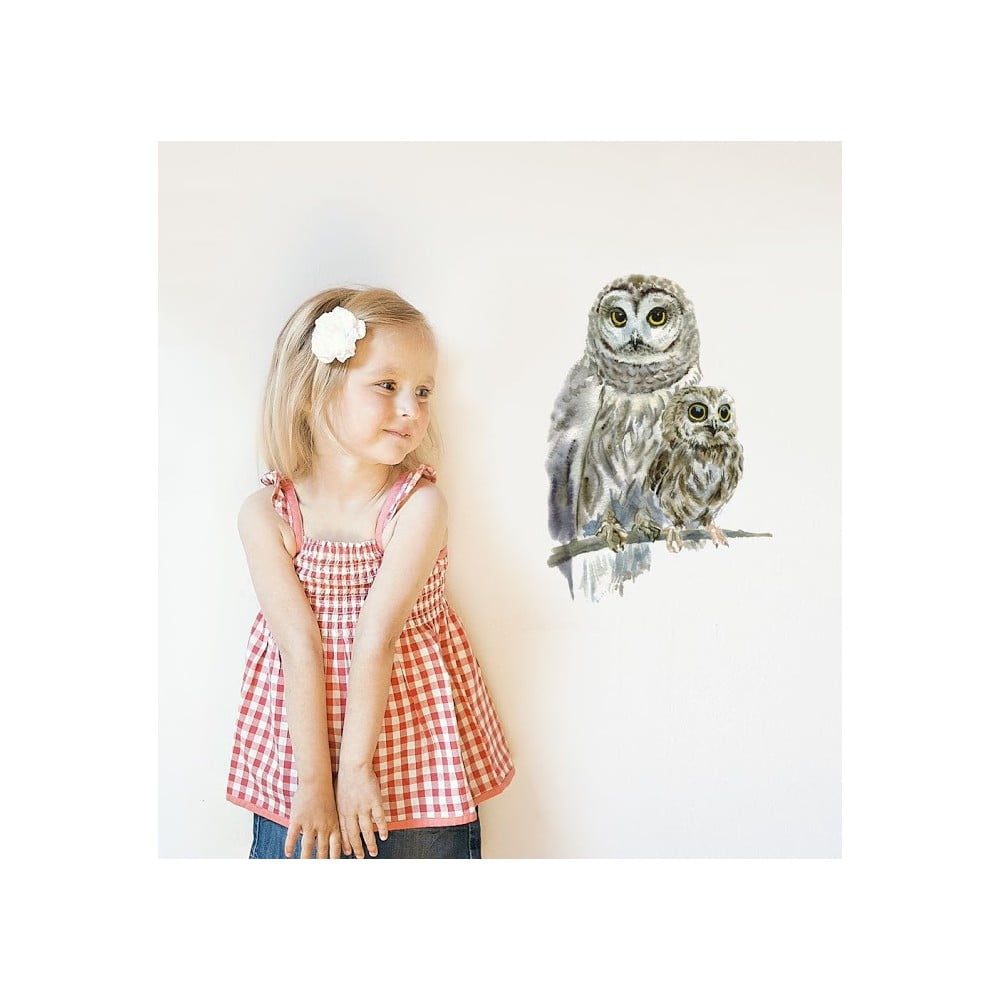 Naklejka wielokrotnego użytku Woodland Owls, 30x21 cm