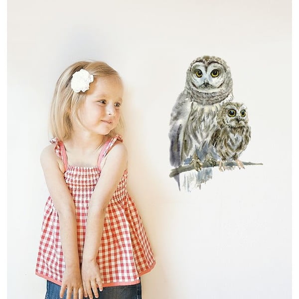 Naklejka wielokrotnego użytku Woodland Owls, 30x21 cm