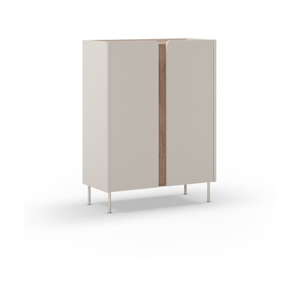 Kremowo-naturalna szafka w dekorze dębu 90x120x40 cm Lucile – Marckeric-image-2